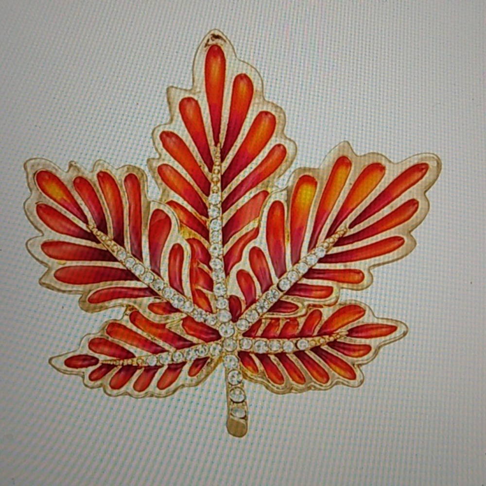 * CLEARANCE * Napier Red and Gold Leaf Pin